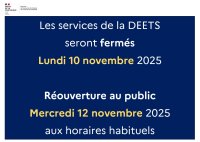 Fermeture des services de la DEETS lundi 10 novembre 2025