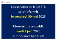 Fermeture des services de la DEETS vendredi 30 mai 2025