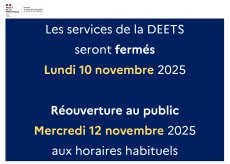 Fermeture des services de la DEETS lundi 10 novembre 2025